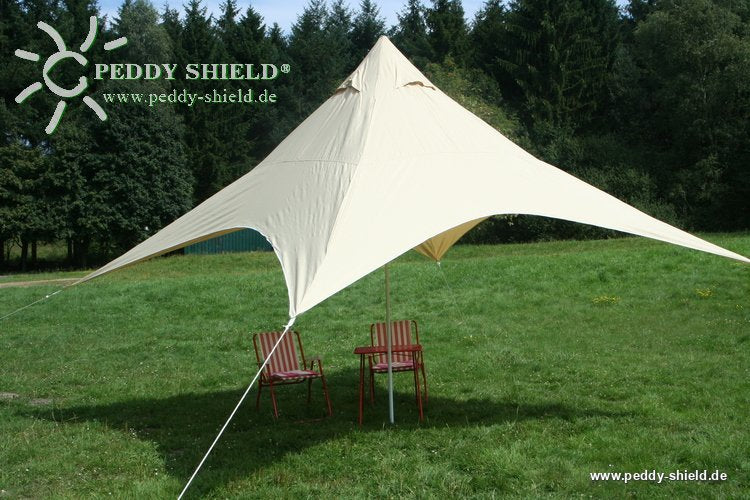 "Hochwertiges Camping-Freizeit-Sonnensegel (4) Pyramide 4 x 4 m - Sandfarben: Vielseitiger Schutz vor Sonne und Regen für Familien und Gartenpartys"